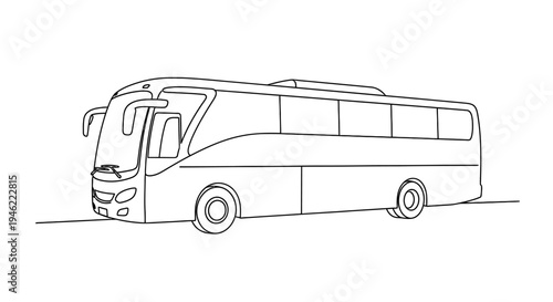 Line drawing of a modern tour bus side view simple monochrome illustration