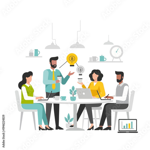 Team brainstorming ideas, collaboration, business meeting, innovation, startup, planning, strategy