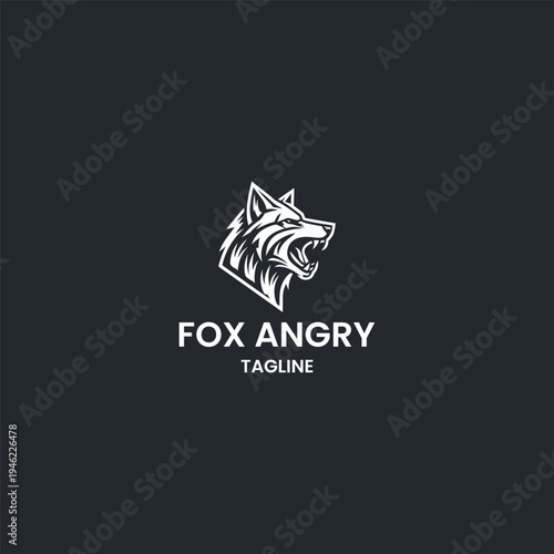 Fox angry logo style icon design template vector illustration