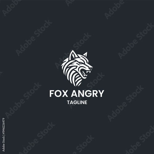 Fox angry logo style icon design template vector illustration