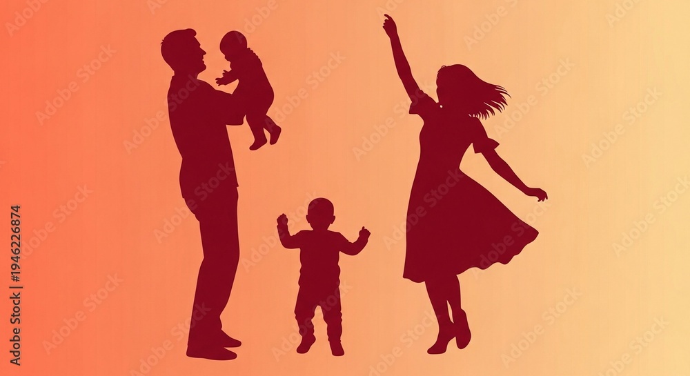 Obraz premium A happy family of four enjoying a joyful moment together in harmony and love