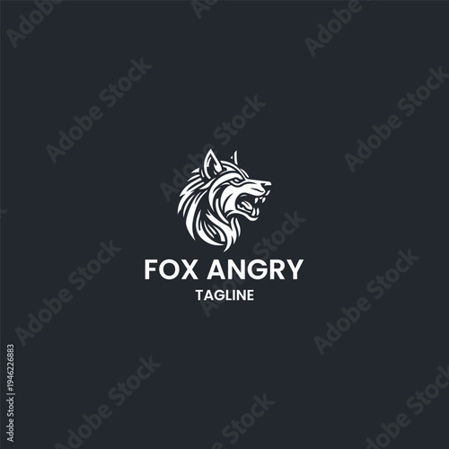 Fox angry logo style icon design template vector illustration