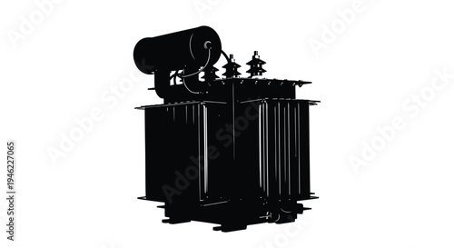 Silhouetted electrical transformer against a plain white background high quality professional