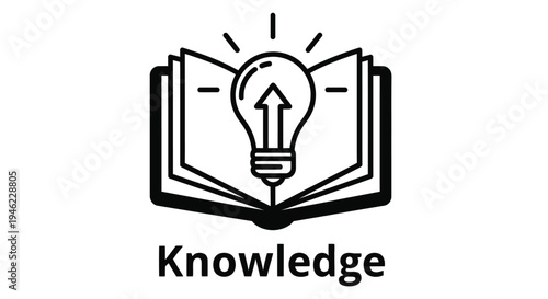 Open book with a glowing lightbulb inside symbolizing knowledge and ideas