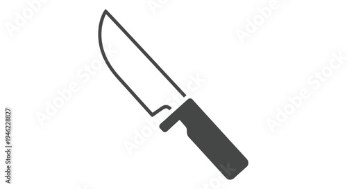 Simple black and white illustration of a kitchen knife on a white background