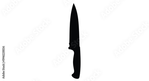 Silhouette of a kitchen knife against a plain white background