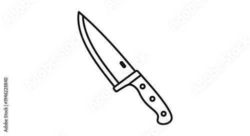 Simple line drawing of a kitchen knife with a white handle and metal blade