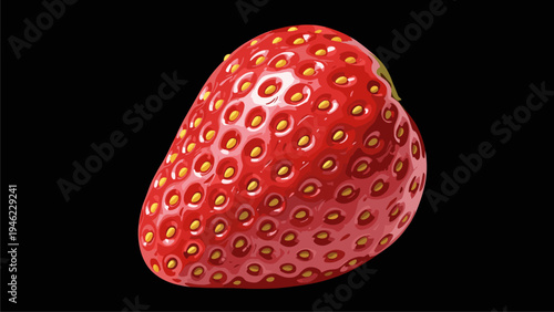 Vibrant Red Strawberry Isolated on Black Background - Fresh Fruit for Commercial Use