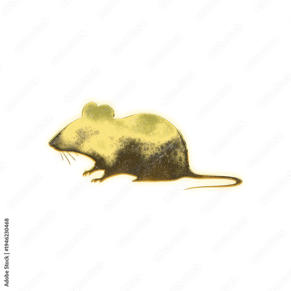 Fototapeta premium Shining golden Mouse, alpha channel