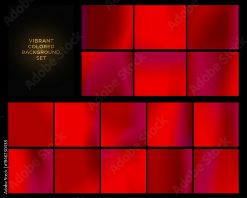 Collection of vivid red and soft pink gradient panels offset by an ornate black cover, perfect for romantic promotions, sales banners, or bold digital branding.	