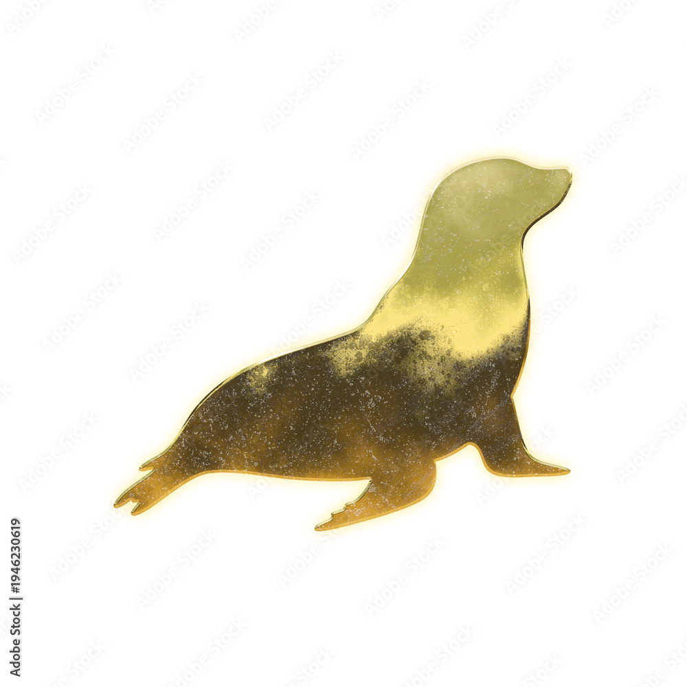 Fototapeta premium Shining golden Sea lion, alpha channel