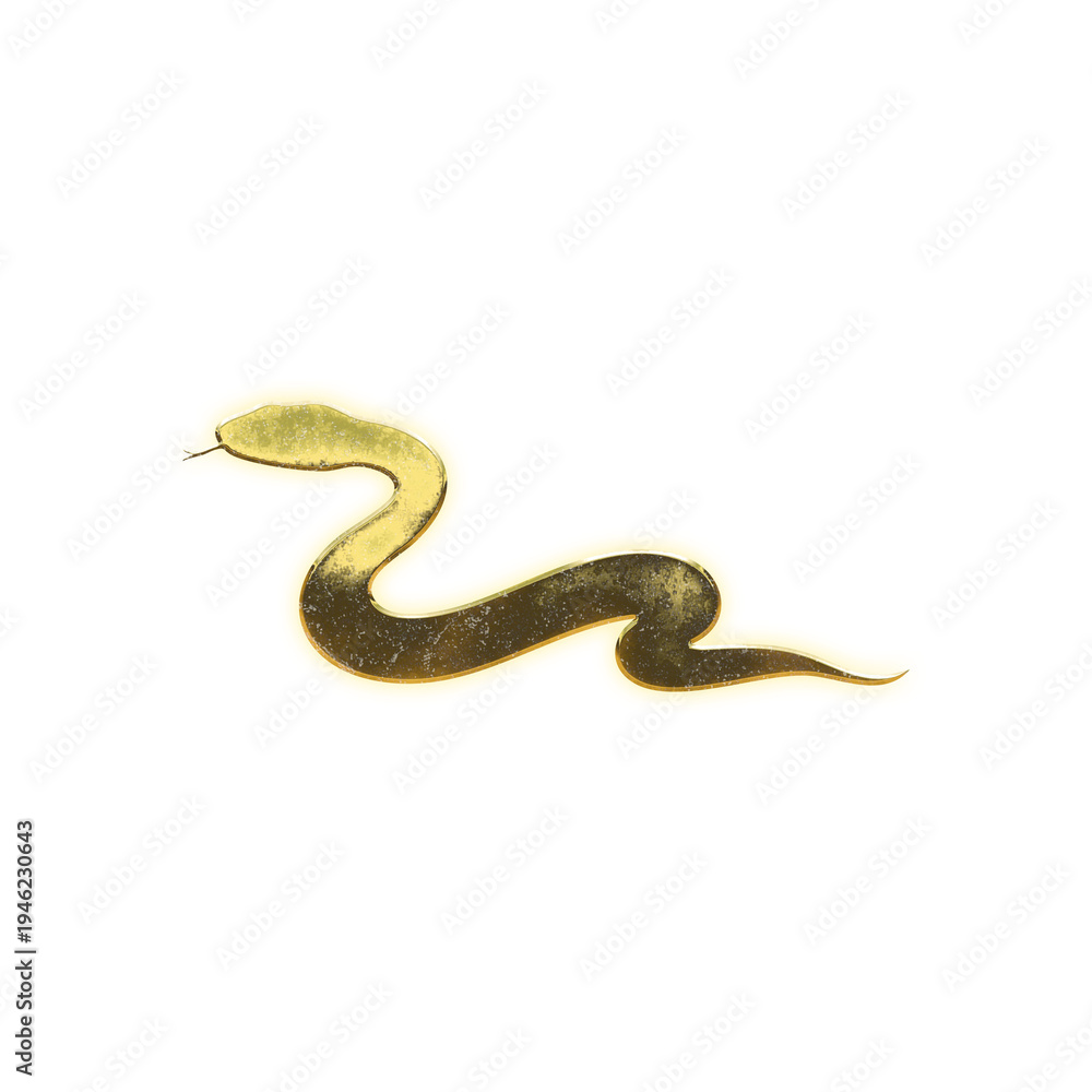 Fototapeta premium Shining golden Snake, alpha channel