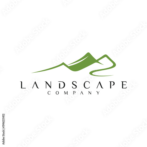 Modern Mountain and Hill Landscape Company Logo Design for Eco-Friendly Business Branding