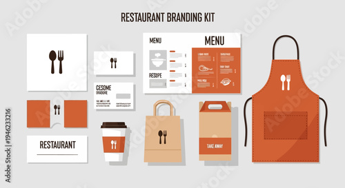Professional Restaurant Branding Kit Mockup with Menu and Apron