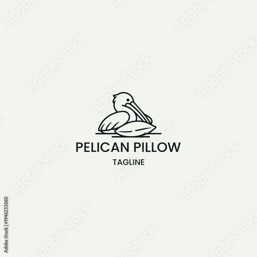 Pelican pillow logo vector icon illustration