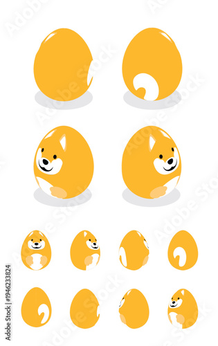 Egg Dog Shiba Inu Easter Isometric Spinning Animation Frame