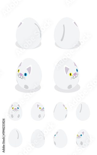 Egg Cat Khao Manee Easter Isometric Spinning Animation Frame