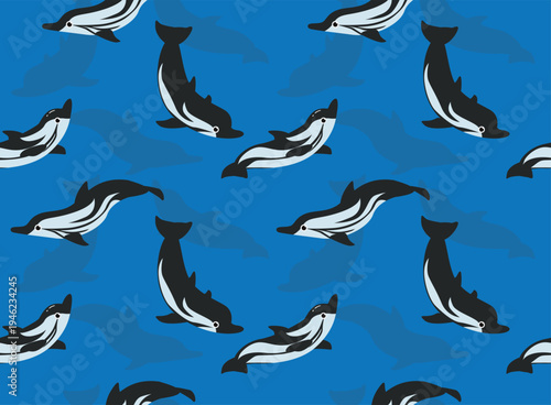 Striped Dolphin Character Seamless Background Wallpaper Pattern