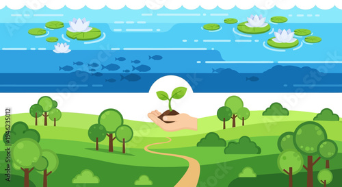 Seedling in Hand Symbolizing Growth and Nature.