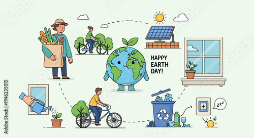 Earth Day Concept Illustration Focused On Environmental Care.