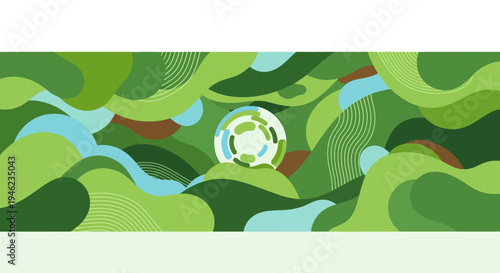Soccer Ball in Abstract Green Field Focus.