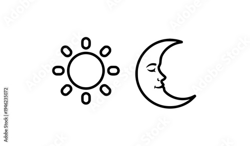 Sun and moon vector icon set day and night celestial symbol illustration