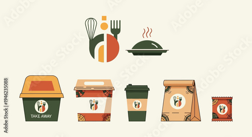 Food Takeaway Packaging Branding Set with Logo Design