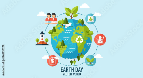 Planet Earth Globe Illustration For Earth Day.