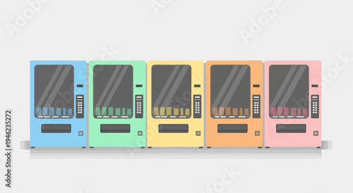 Set of Colorful Vending Machines in Flat Style