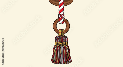 Decorative Tassel with Red and White Rope Hanging Ornament
