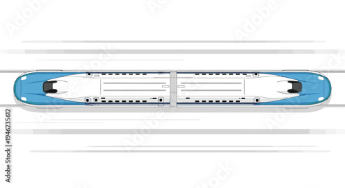 Top View of a Modern High Speed Bullet Train in Motion