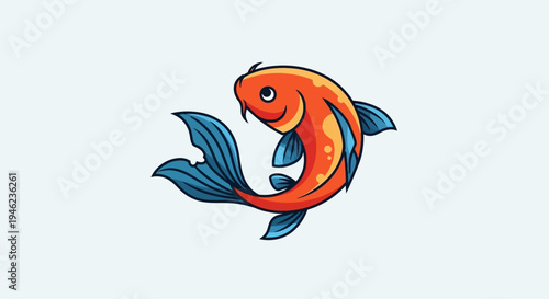 Cute Cartoon Koi Fish Illustration