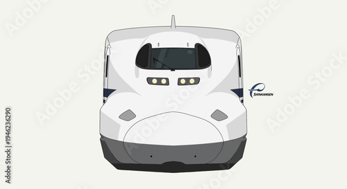 Front view of a Shinkansen bullet train illustration