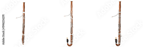 Tableau sur toile Professional Woodwind Bassoon Collection in Triple Angle View, Traditional Mahog
