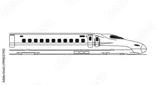 High Speed Bullet Train Side View Vector Illustration