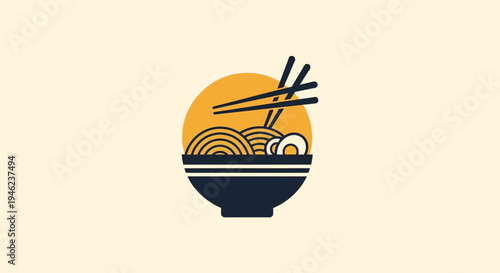 Minimalist Ramen Bowl Logo Design with Chopsticks