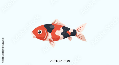 Vector Icon of a Colorful Koi Fish