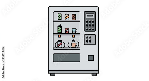 Vending machine icon with coffee and soda drinks