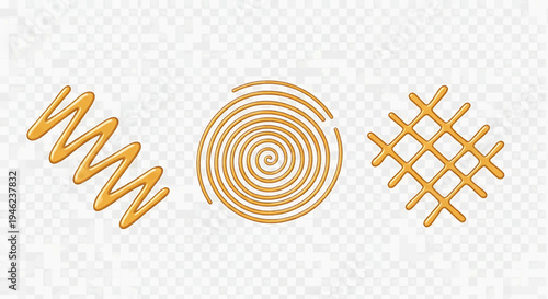 Graphic designer creates abstract shapes with yellow lines on transparent background