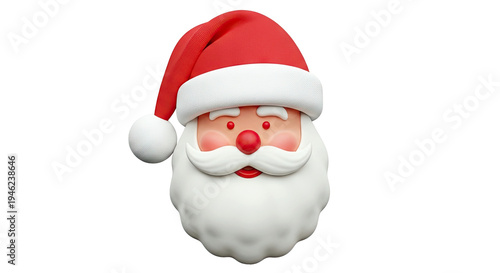 3D Cartoon Santa Claus Face with Red Hat
