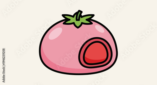 Cute Kawaii Strawberry Mochi Dessert Illustration