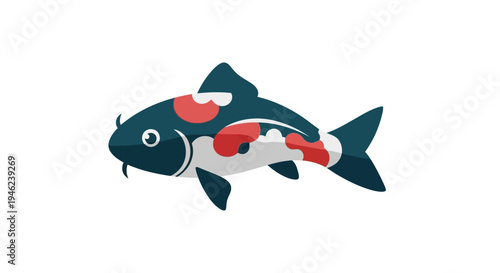 Minimalist Vector Illustration of a Colorful Koi Fish