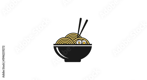 Minimalist Ramen Bowl Icon with Chopsticks