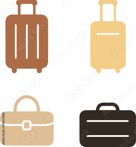 Travel Luggage and Backpack Silhouette Icon Set