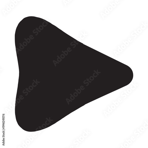 A simple black shape resembling an abstract arrowhead or curved triangle