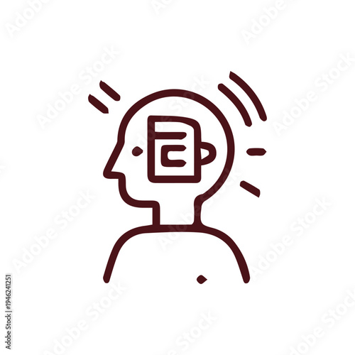 Conceptual Icon Of A Person Thinking About Coffee For Energy Boost