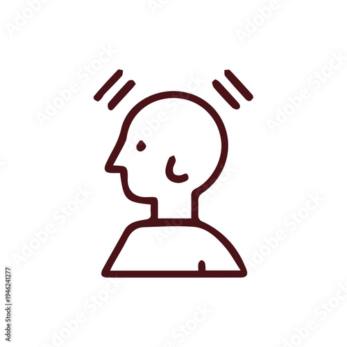 Headache And Stress Symbol Vibrating Head Profile Line Art Vector