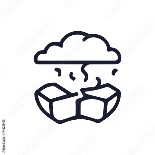 Climate Change Concept Art With Cloud And Cracked Melting Glaciers