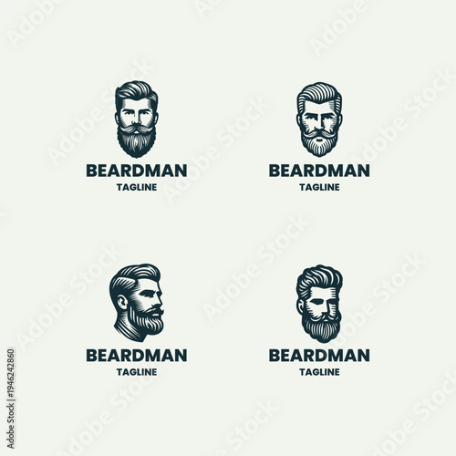 Set beardman logo vector icon illustration style Free Download Set beardman logo vector icon illustration style - GFXLoad