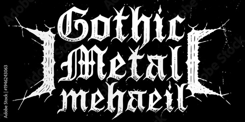 Intricate gothic metal lettering with sharp stylized and dark aesthetics